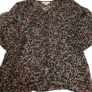 Sheer Floral Blouse with Multicolor Print Size medium